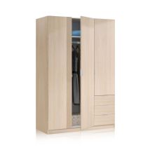 Armario Andy Fabricado En Melamina Color Roble, 3 Puertas Y 3 Cajones Mueble De Dormitorio 121x180x52 Cm