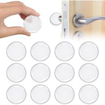 Butée De Poignée De Porte Murale,12pcs Butée De Porte Adhésive Transparentes Butoirs De Porte En Silicone Avec Puissant Stop Porte Pour Portes De 