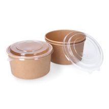 Contenitore Rotondo In Cartone Biodegradabile Per Insalata Con Coperchio 1000cc (3 Unità)