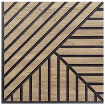 Pannello Singolo Decorativo Murale, Fonoassorbente A Listelli Obliqui Tris In Legno, Rovere Aurora, 55x55 P1,1 Cm - Hoogapanel