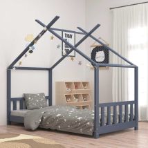 Les Tendances - Kids Bed Frame Grey Solid Pine Wood 70x140 Cm Vidaxl