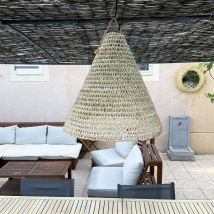 Ogomondo - Abat Jour Pour Lustre Conique En Palmier 'doum' Du Maroc Tressée