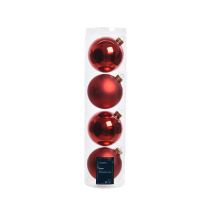 Caja De 4 Bolas Navideñas Rojas Ø10 Cm