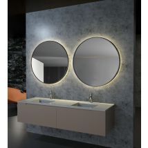 Miroir De Salle De Bain Rond Rétroéclairé Avec Cadre En Aluminium Modèle Fun Ø80 [ledimex ]