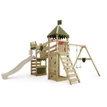 Castello Riverrun Con Altalena E Scivolo, Casetta Da Gioco Con Sabbiera, Scala E Accessori Da Gioco - Verde Salvia - Fatmoose
