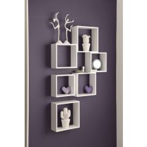 Duraline – Set di 3 mensole cubo in legno bianco 30x27x24cm – Arredamento moderno – Decorazione parete