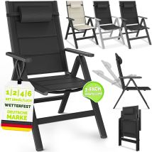 Tillvex Gartenstuhl Mit Polster Premium 1 Stück Silber Klappbar Aus Aluminium Hochlehner Mit Armlehnen Klappstuhl Verstellbar Klappsessel Balkon 