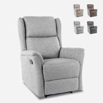Poltrona Relax Reclinabile Manuale Con Poggiapiedi In Tessuto Hope - Grigio Chiaro