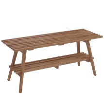 Panca Scarpiera Mca Hhg-389, Panca Porta Scarpe, Panchina Da Ingresso, 45x100x35 Cm, Legno Massello Di Rovere