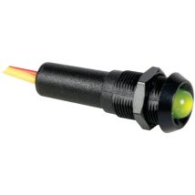LED-Signalleuchte 12V – Grünes Licht – Schwarz – ABS – Durchmesser 10mm – Tiefe 25,5mm – 15cm Kabel