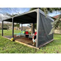 Habrita - Tenda Accessoria Per Pergola Bioclimatica Per 360x300 E 360x600 Con Binario Per Lato 3,60 M, Colore Grigio