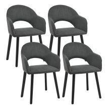 Modern Dining Chairs With Crescent-shaped Backrests And Ergonomic Armrests, Combining Style And Comfort - Set Of 4 - Leaden