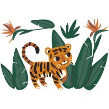 Sticker Lilipinso Sticker Tigre Et Feuilles 133 X 63 Cm