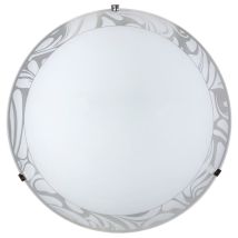Plafón 1xe27 Con Ganchos En Cromo Y Placa Cristal Blanco
