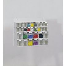 Lockweiler – 1553014 – Magazzino Trasparente H410 x L600 x P108 mm – 30 cassette – Polistirene, Plastica ABS, Bianco sporco, Trasparente