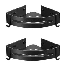 Eck-duschregal, Nagelfreies Badezimmer-wandregal, Selbstklebend (ohne Bohren), 2er-pack Mit 4 Abnehmbaren Haken, Rostfreier Aluminium-