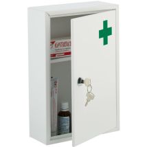 Medicine Cabinet, Lockable, 2 Levels, Steel, Hxwxd: 32x21.5x8 Cm, For Medicines, Hanging, White