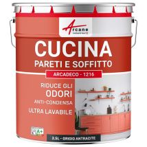 Pittura Cucina Lavabile, Parete E Soffitto: Arcadeco - 1216 - 2,5 L Grigio Antracite - Ral 7016 - Arcane Industries