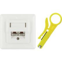Schwaiger Presa Di Rete Rj-45 Bianca Doppia Porta Cat 6