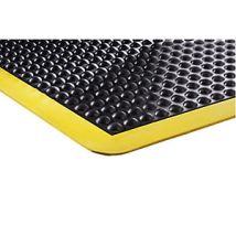 Estera antifatiga Bubblemat – 900 x 600 x 14 mm – Caucho natural – Antideslizante – Biselado amarillo