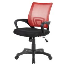 Serena - Bürostuhl Lismore, Mesh-arbeitsstuhl Mit Armlehnen, Ergonomischer Bürositz, Cm 59x54h90/100, Schwarz Und Rot