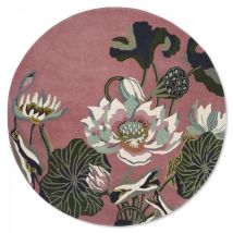 Wedgwood - Tapis Rond Fait À La Main Ø200cm Rose Et Vert En Laine Motif Floral Pour Chambre