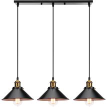 Lampada A Sospensione, 3 Fili Lampadario Da Soffitto Con Ø22cm Paralume In Ferro, Illuminazione In Industriale Stile Con Bronzo Edison E27 Per Cucina 
