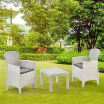Progarden Tresillo Akita Cojines Blanco 3 Piezas Conjunto , Conjunto Tresillo Akita Cojines Blanco 3 Piezasfabricado En Resina De Alta Calidadapto 