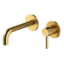 Omnires Y - Grifería De Lavabo Empotrada, Instalación De 2 Orificios, Con Cuerpo, Oro Cepillado Y1215hglb