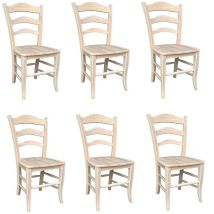 Montanara Stuhl aus Holz – 6er-Set – Sitzgröße 45cm x 49cm – Höhe 47cm – Rückenlehne 96cm – Gewicht 8,5kg – Handgefertigt in Italien