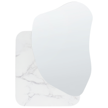 Beliani - Espejo De Pared Decorativo Mdf Estilo Moderno 80 X 60 Cm Asimétrico Accesorios Mármol Blanco Arvert