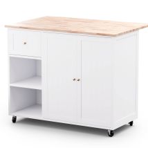 Blumfeldt Kitchen Trolley - Kitchen Trolley With Castors, Extendable Worktop, 1 Drawer & 2 Doors, Plenty Of Storage Space, Hostess Trolley With Brakes