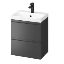 Cersanit Moduo - Mobiletto Con Lavabo, 57x50x35 Cm, 2 Cassetti, Antracite S801-470-dsm