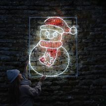 Festive Lights - 1.1m Large Outdoor Led Christmas Snowman Silhouette Motif Twinkle With Plug