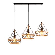 Modern Kreative Diamant Käfig Hängelampe Industrie Metall Retro Hanfseil Verstellbar Individualität Dekorative 3 Lichter