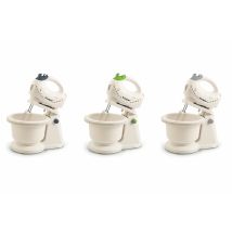 Handmixer mit Schüssel 200W – 5 Geschwindigkeiten – 2 Stahlhaken – 2 Schneebesen – 2 Liter Fassungsvermögen – Ergonomischer Griff – Saugnapffüße