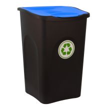 Mülleimer Mit Deckel 50l Abfalleimer Geruchsarm Küche Bad Biomüll Gelber Sack Kunststoff Mülltrennung Schwarz/blau - Stefanplast