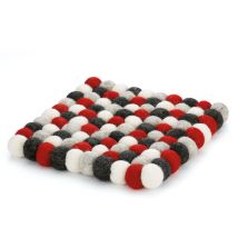Tappetino Per Pentola Calda, 21 X 21 Cm, Lana Di Pecora, Rosso