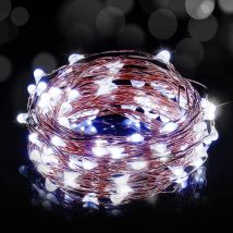 Chaîne Lumineuse De Fil De Cuivre Extérieur Micro-led 180 Micro Led - Bianco - 3.3 Watt - Lunghezza 23 Mt