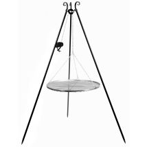 Barbecue Treppiede Da 180 Cm Con Griglia In Acciaio Inox Da 70 Cm + Verricello