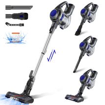 Authmic - Bodenstaubsauger – 36000 Pa, 400 W, 5-in-1 Mit Hepa-filtersystem – 50 Min. Laufzeit – Abnehmbare Batterie – Blau