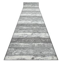Rugsx – Runner Rug – Anti-Slip Wood Planks – Grey – 57x640 cm – 100% Polyamide – 3-4 mm Thickness