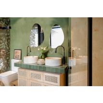 Boite A Design - Ida Specchio Forma Organica A Parete Con Bordo Metallo Nero 40x60cm Bordo Oro