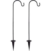 Paquete De 2 Cayados De Pastor, Estacas De Jardín De Metal Resistentes Y Ajustables Con Ganchos Para Luces Solares.