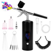 Kit Aérographe Sans Fil, 38psi Réglable Avec Compresseur, Rechargeable, Écran Lcd, Tuyau Extension, Idéal Pour Coiffure, Nail Art, Décoration Gâteaux,