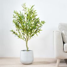 Mcc Direct - Decorative Artificial Olive Tree With Plastic Planter And Artificial Moss 100cm