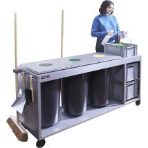 Flora, Poste De Nettoyage Trio Plus, Avec 3 Poubelles De 60 L