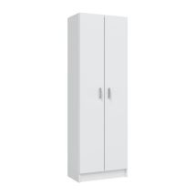 Armario multiusos 2 puertas blanco – 5 estantes regulables – 180 cm alto x 59 cm ancho x 37 cm profundidad – Ideal para cocina, baño o garaje