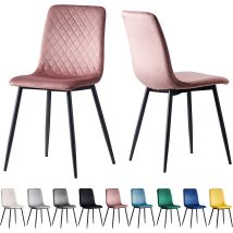 Esszimmerstühle Lexi Im 2er Set, Mit Samtbezug & Metallbeinen, Designerstuhl, Rosa