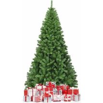 COSTWAY Sapin de Noël Artificiel 225CM, Aiguilles en PVC avec 1346 Branches Pied Métallique Solide, Arbre de Noël Idéal pour Maison,Bureau,Magasins 